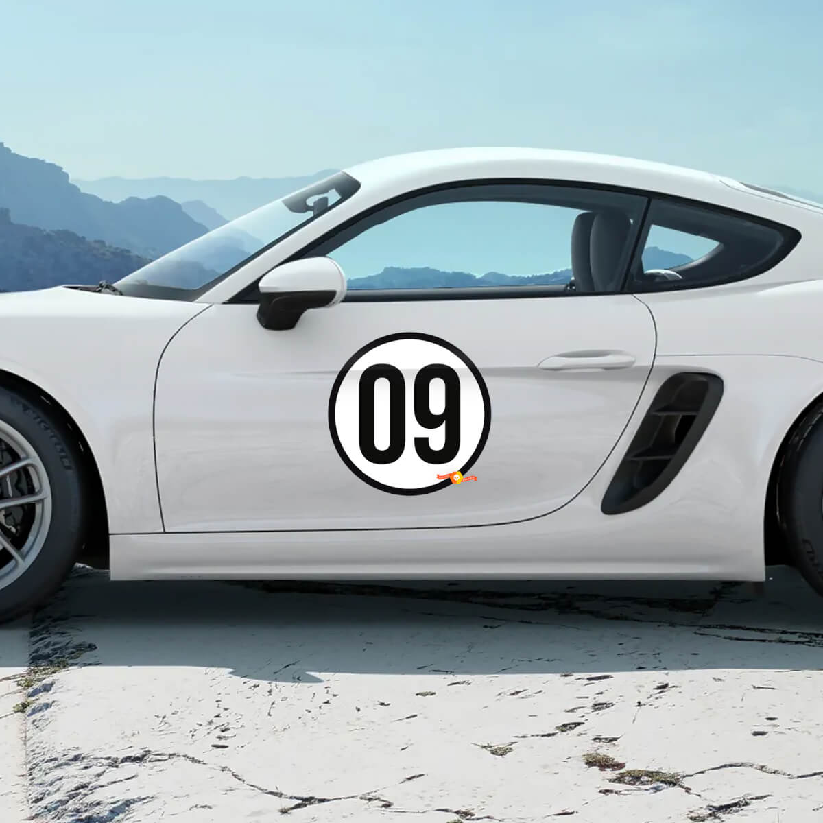 Heritage Design Door Side Number Vinyl Decal Sticker Kit For Porsche 718 Cayman