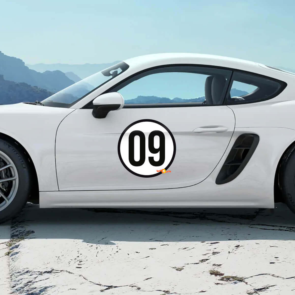 Heritage Style Door Number Roundel Vinyl Decal for Porsche 718 Cayman