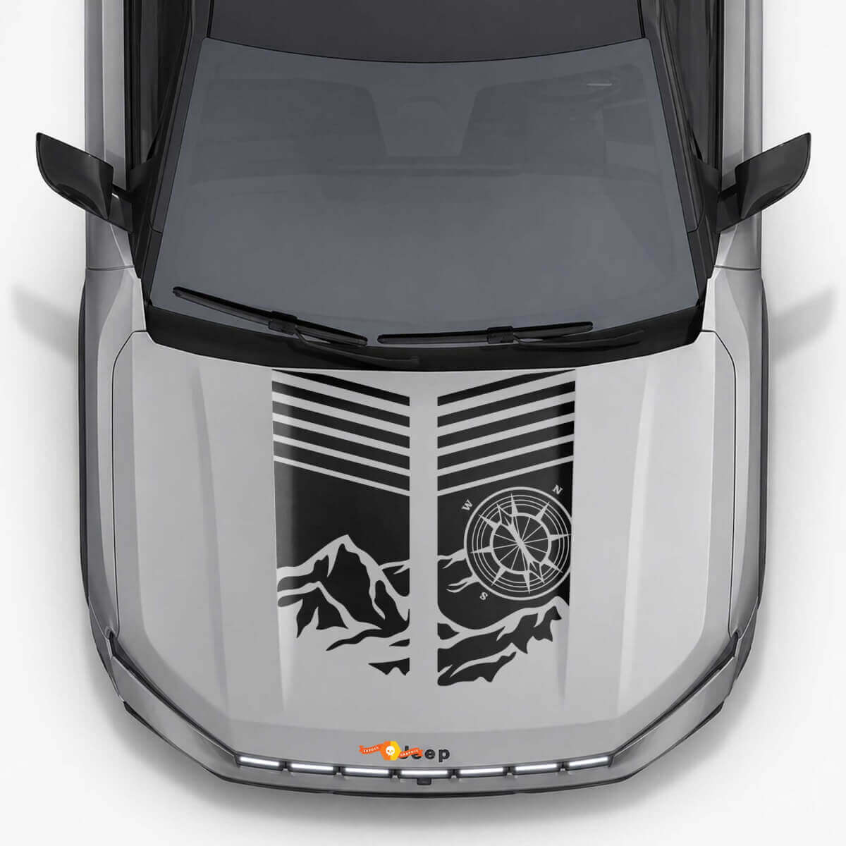 Mountain Style Hood Stripes Vinyl Decal for Jeep Compass 2026