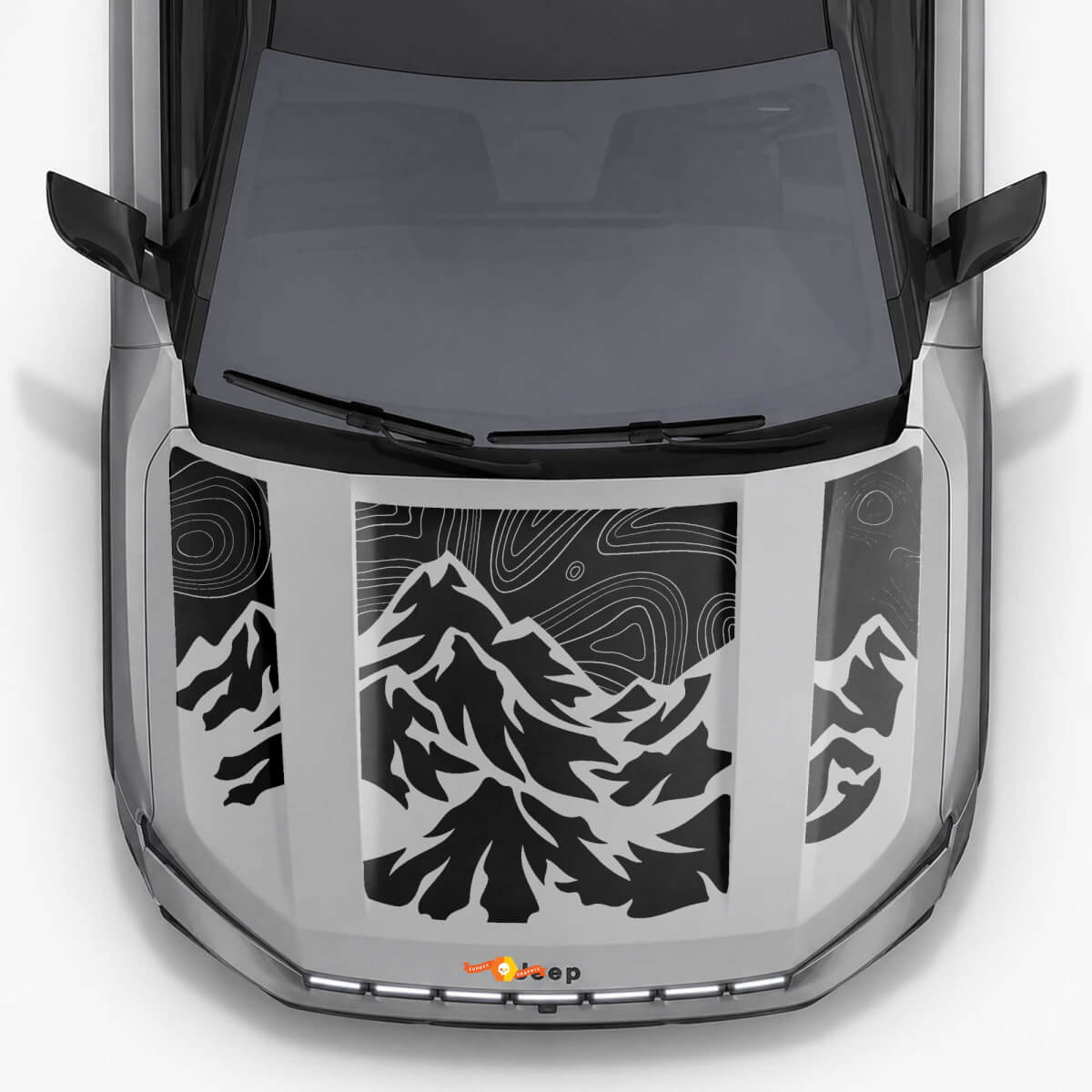 Mountain Topographic Style Hood Stripes Vinyl Decal for Jeep Compass 2026