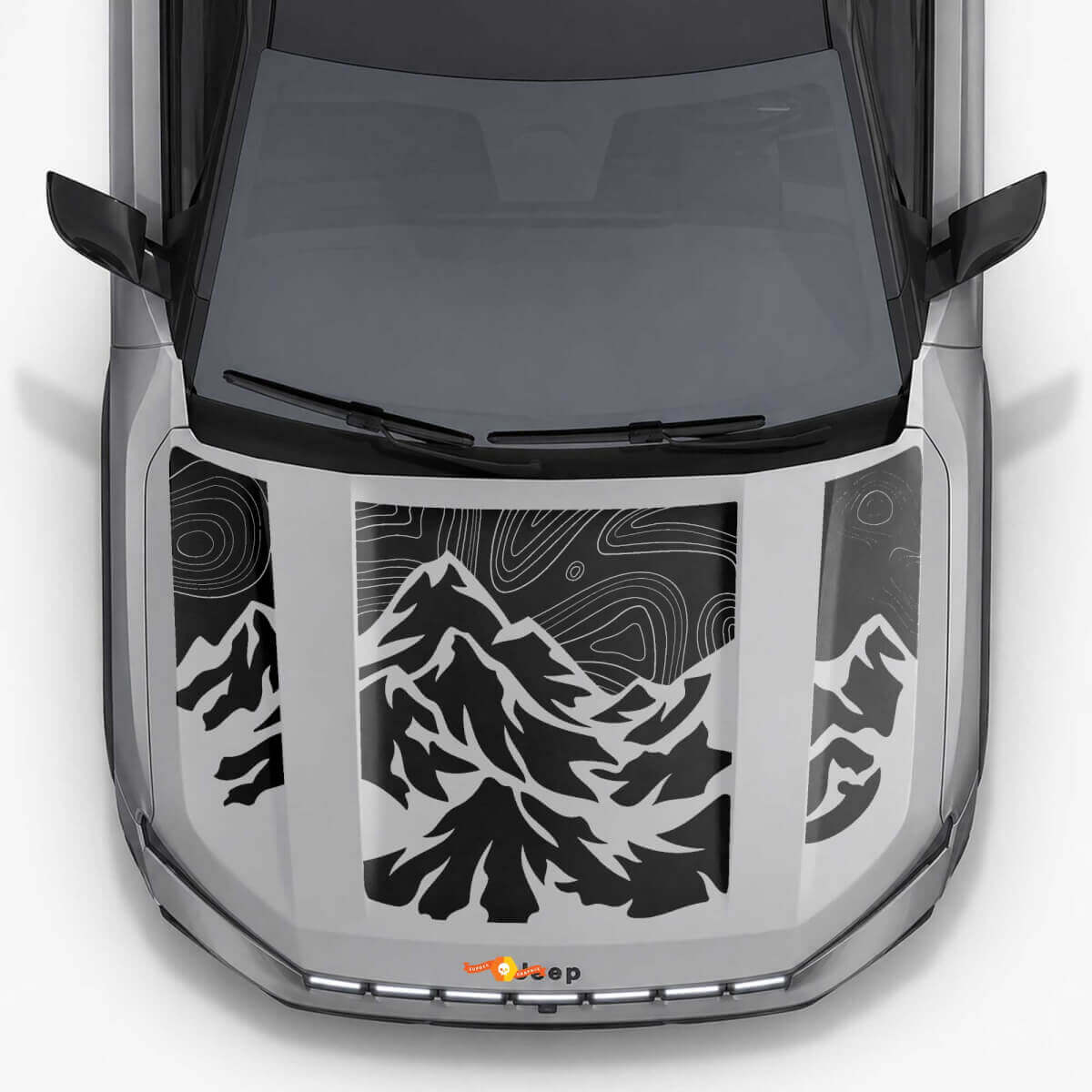 Mountain Topographic Style Hood Stripes Vinyl Decal for Jeep Compass 2026