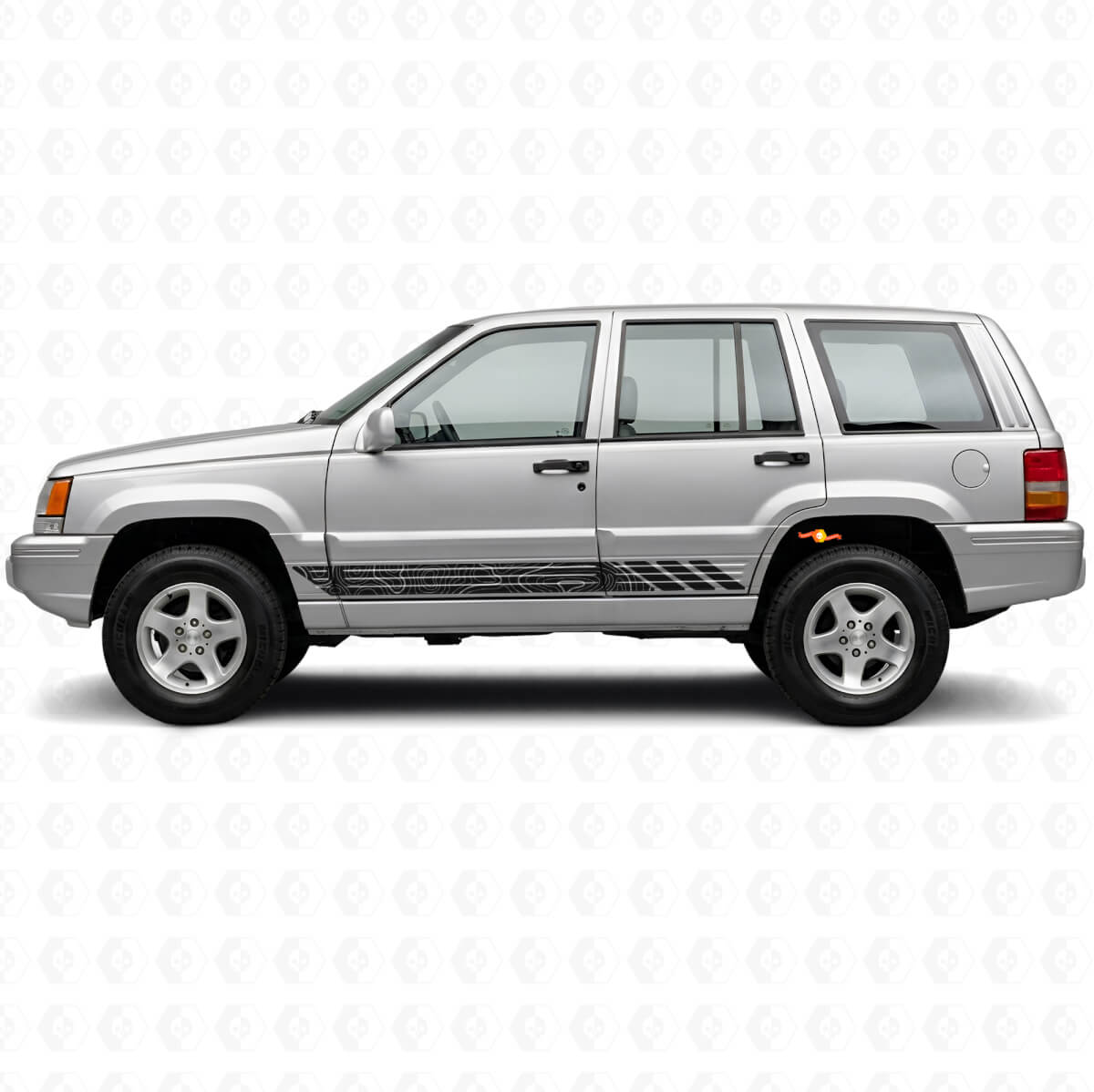 Topographic Style Stripes Side Vinyl Decal for Jeep Grand Cherokee 1993-1998
