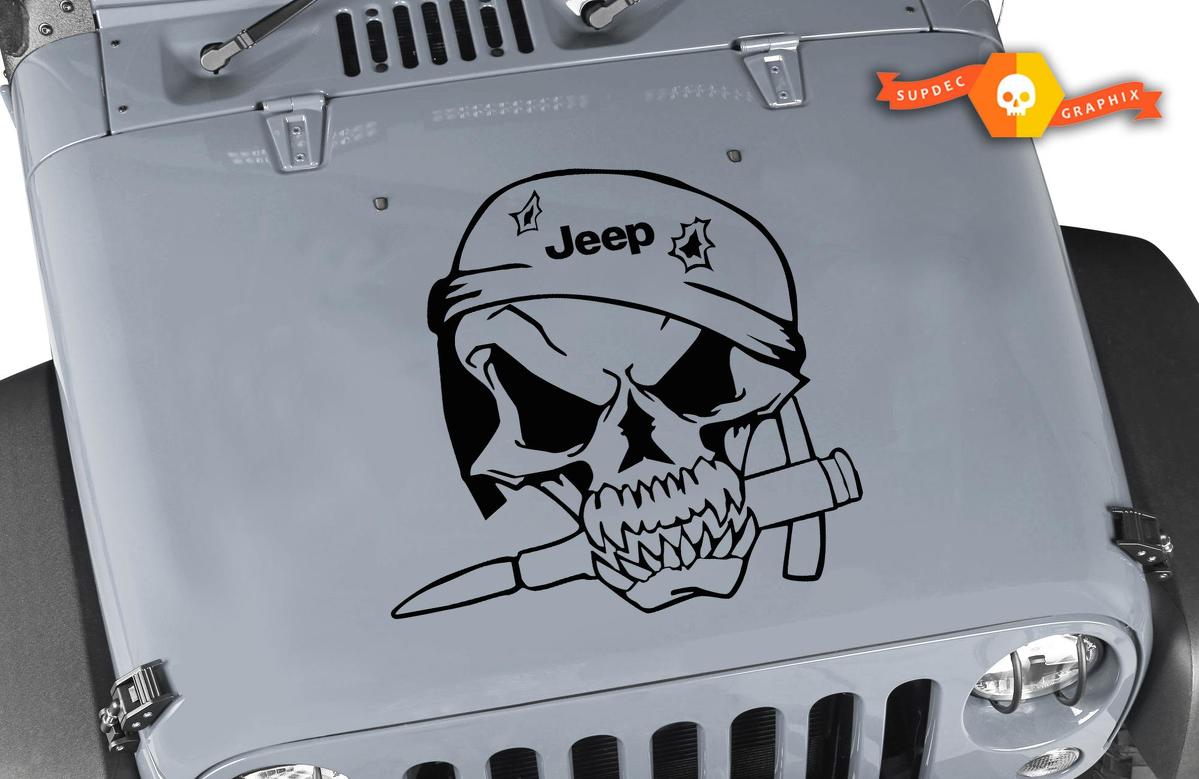 Jeep Wrangler Military Soldier Skull Vinyl Hood Decal TJ LJ JK 20