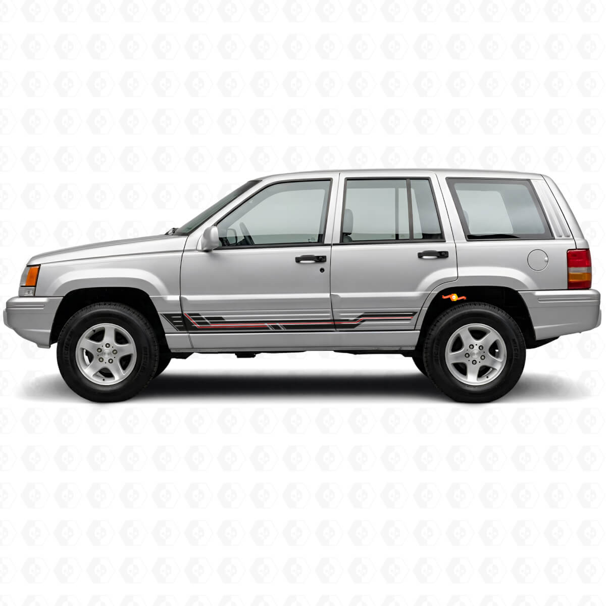 Curved Stripes Rocker Panel Vinyl Decal for Jeep Grand Cherokee 1993-1998