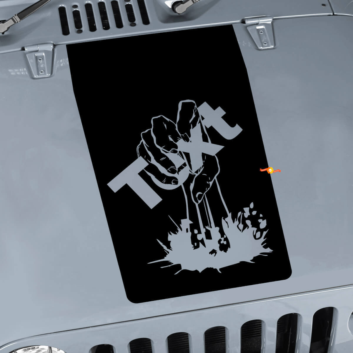 Custom Text Zombie Hand Hood Vinyl Decal for Jeep Wrangler