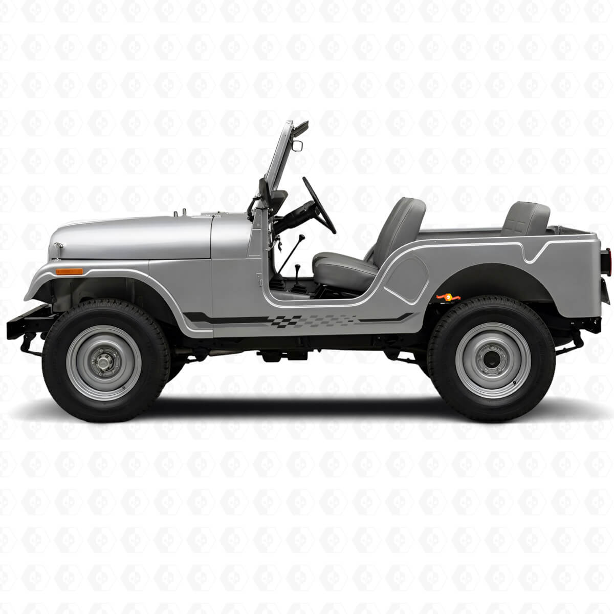 Checkered Flag Side Stripes Vinyl Decal for Jeep CJ-5 1955-1983