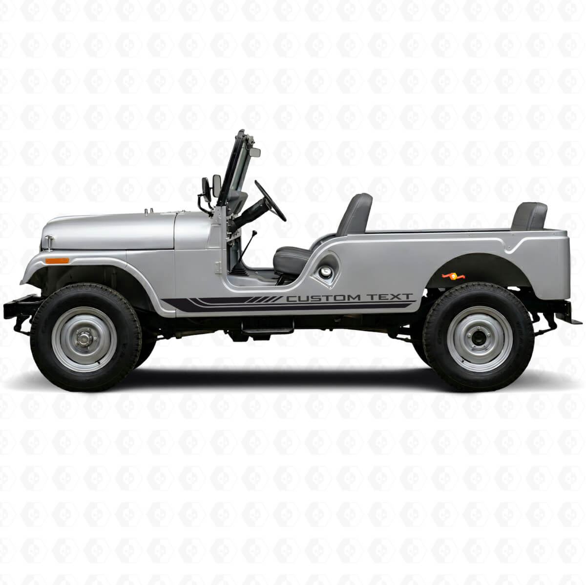 Checkered Curved Side Stripes Vinyl Decal for Jeep CJ-6 1955-1975