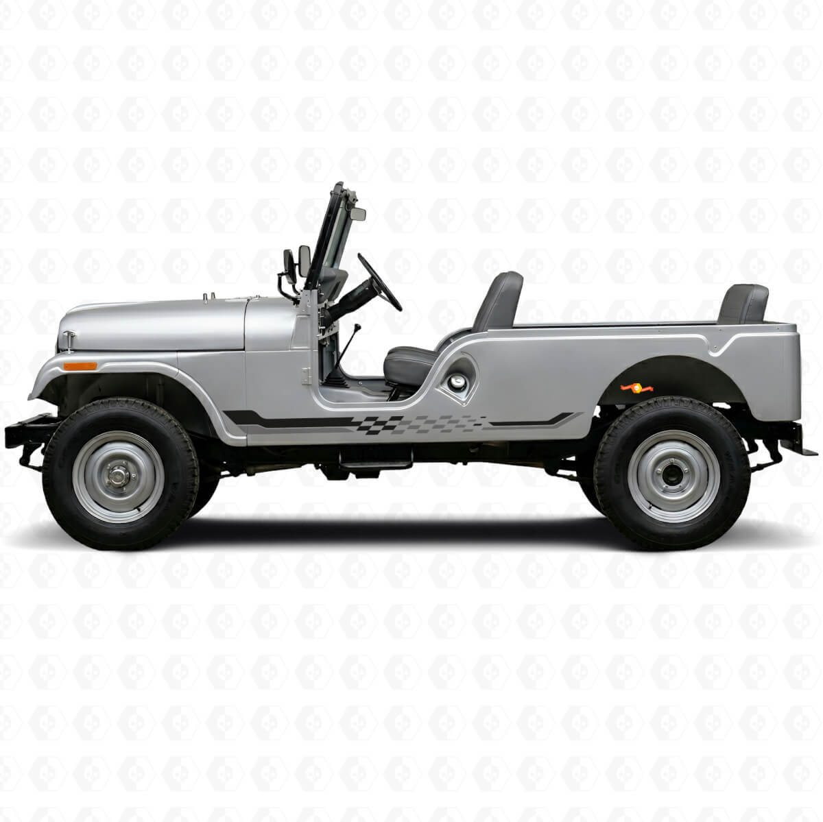 Checkered Flag Side Stripes Vinyl Decal for Jeep CJ-6 1955-1975