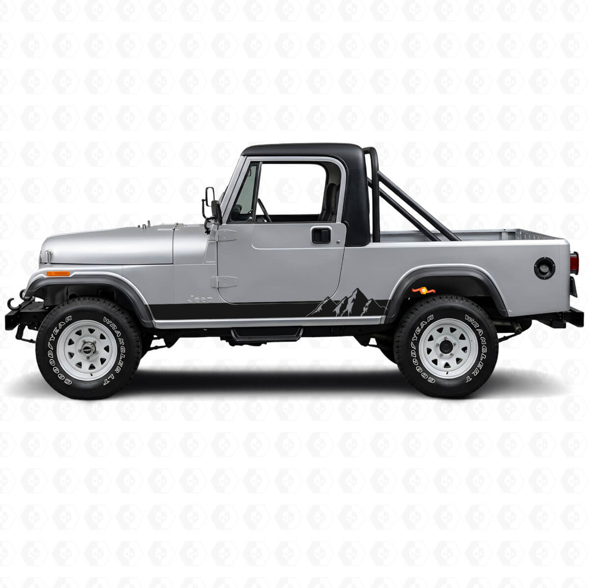 Mountains Wide Stripes Side Vinyl Decal for Jeep CJ-8 Scrambler 1981-1986
