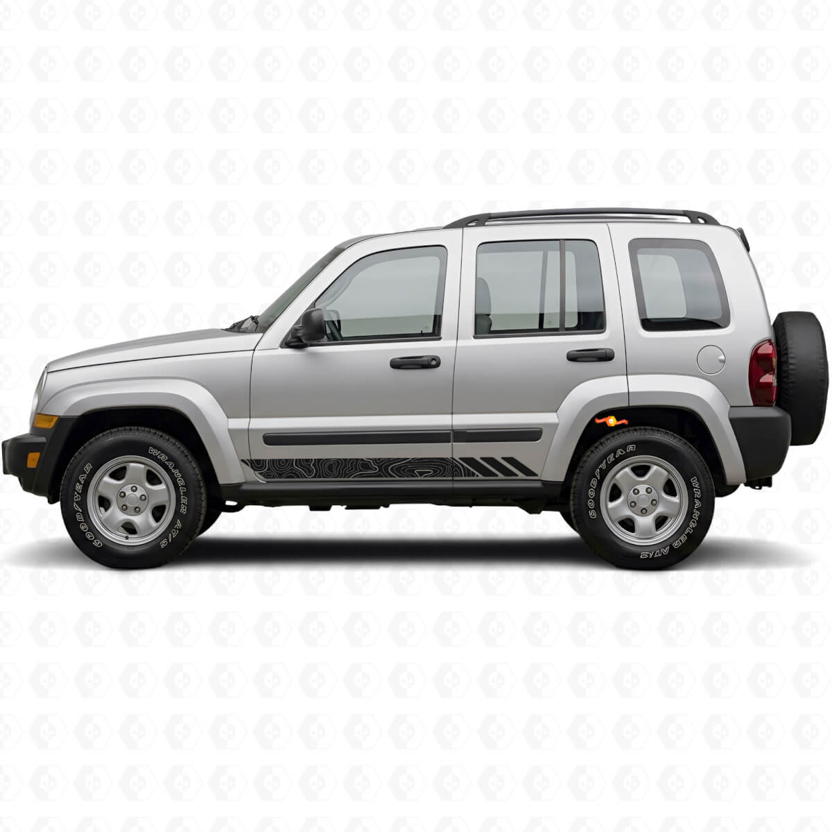Topographic Style Stripes Side Vinyl Decal for Jeep Liberty 2002-2012