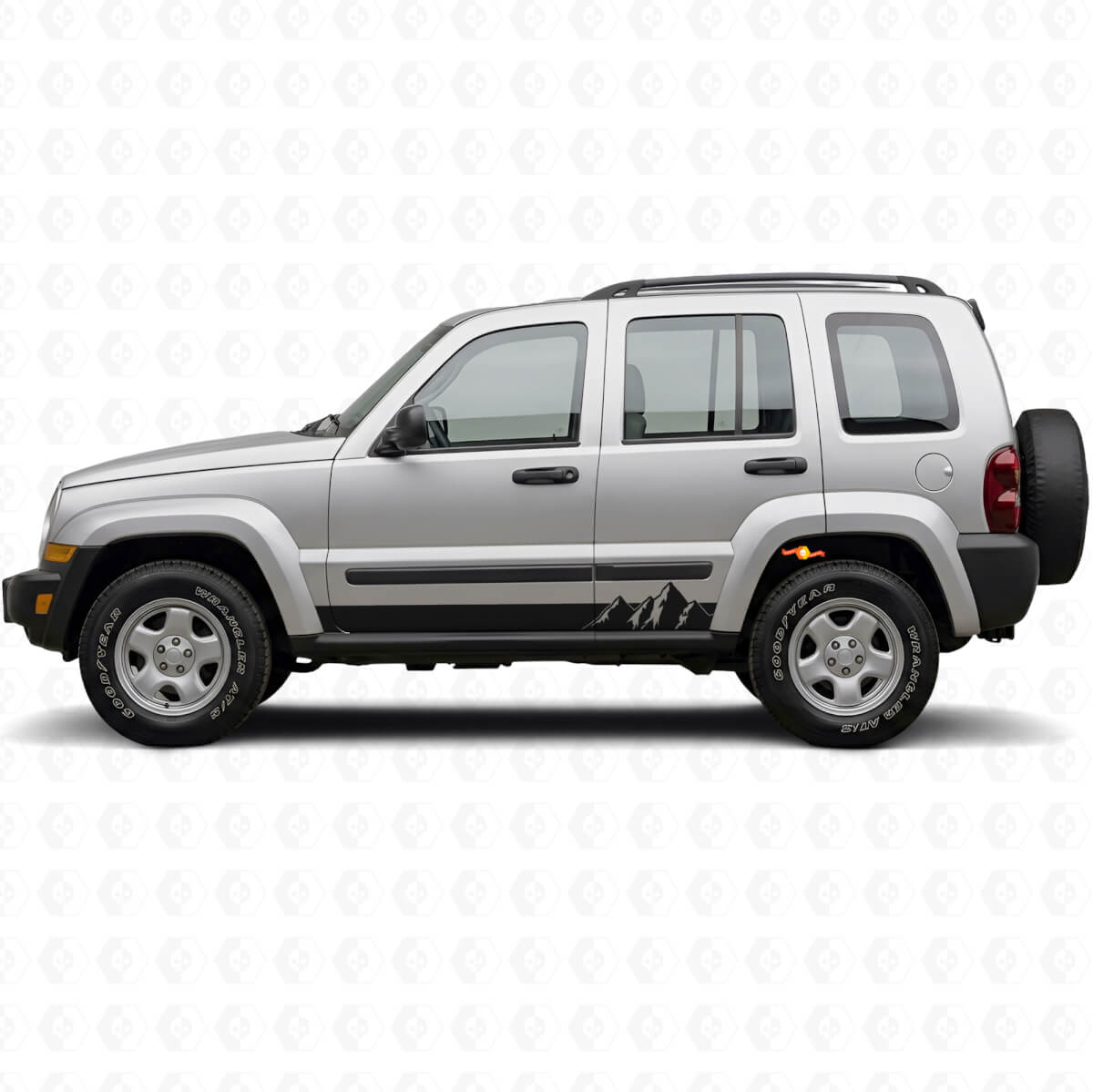 Mountains Wide Stripes Side Vinyl Decal for Jeep Liberty 2002-2012