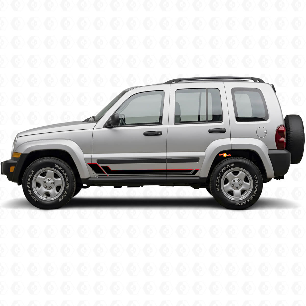Twin Stripes Rocker Panel Vinyl Decal for Jeep Liberty 2002-2012