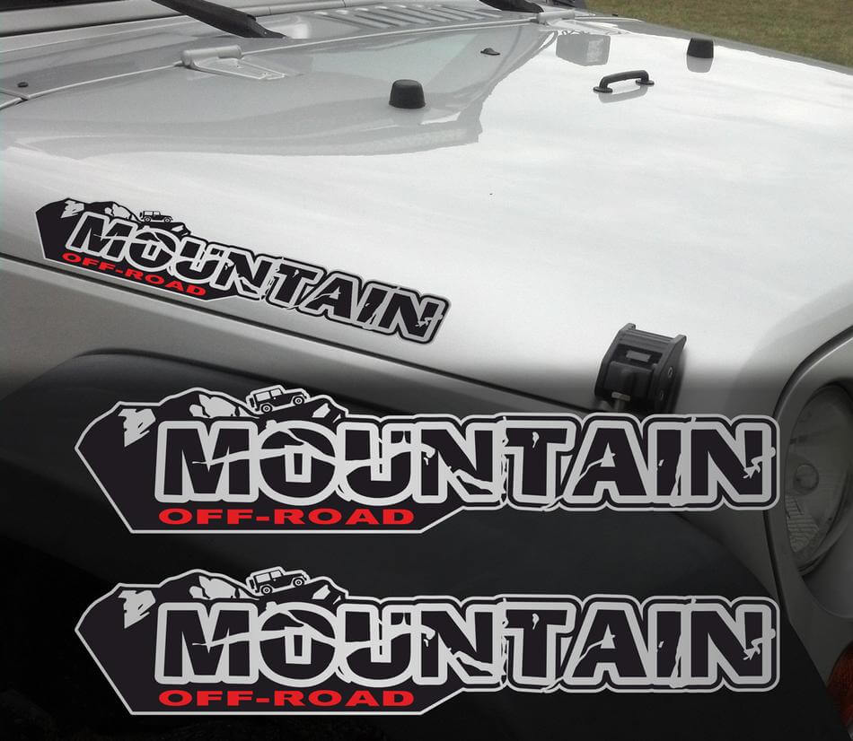 Mountain Off Road Hood and Fender Vinyl Decal Sticker Set for Jeep Wrangler Rubicon TJ JK CJ YJ