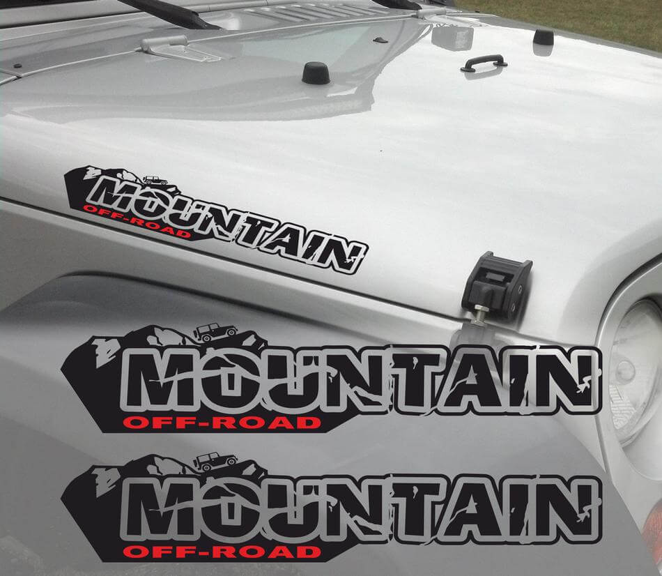 Mountain Off Road Hood and Fender Vinyl Decal Sticker Set One Color for Jeep Wrangler Rubicon TJ JK CJ YJ
