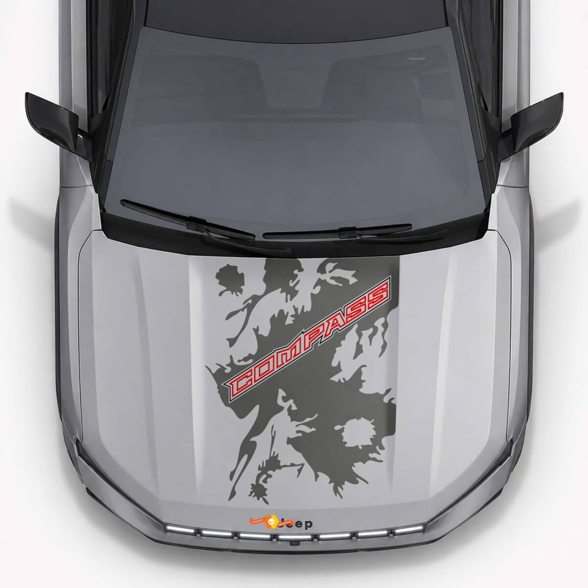 Mud Splash Style Hood Stripes Vinyl Decal for Jeep Compass 2026