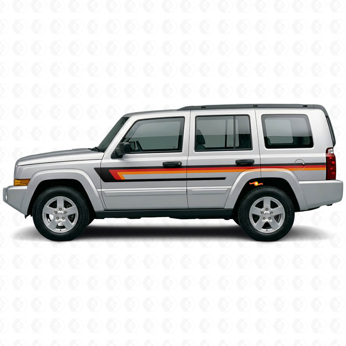 Triple Stripes Door Side Vinyl Decal for Jeep Commander 2006-2010