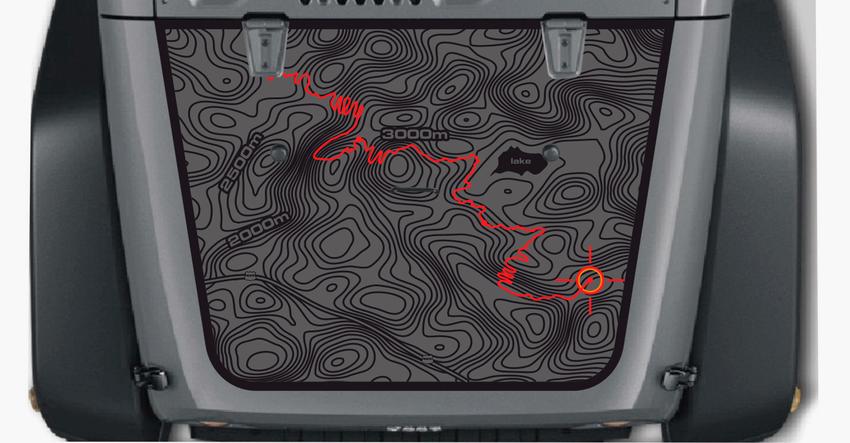 Jeep Wrangler Blackout BLACK map adventure trip Vinyl Hood Decal TJ LJ JK  Unlimited