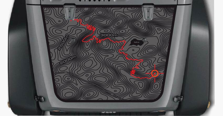 Topographic Map Hood Vinyl Decal for Jeep Wrangler TJ LJ JK Unlimited