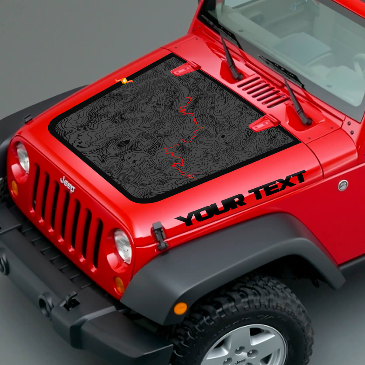 Topographic Map Style Hood Vinyl Decal for Jeep Wrangler TJ LJ JK Unlimited