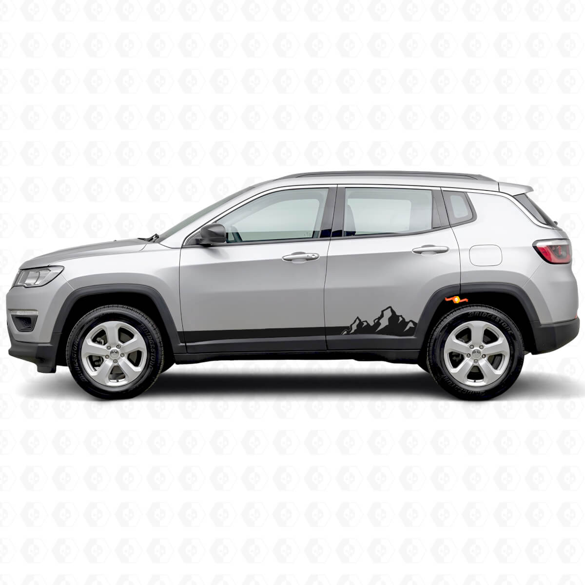 Mountains Thin Stripes Side Vinyl Decal for Jeep Compass 2016+