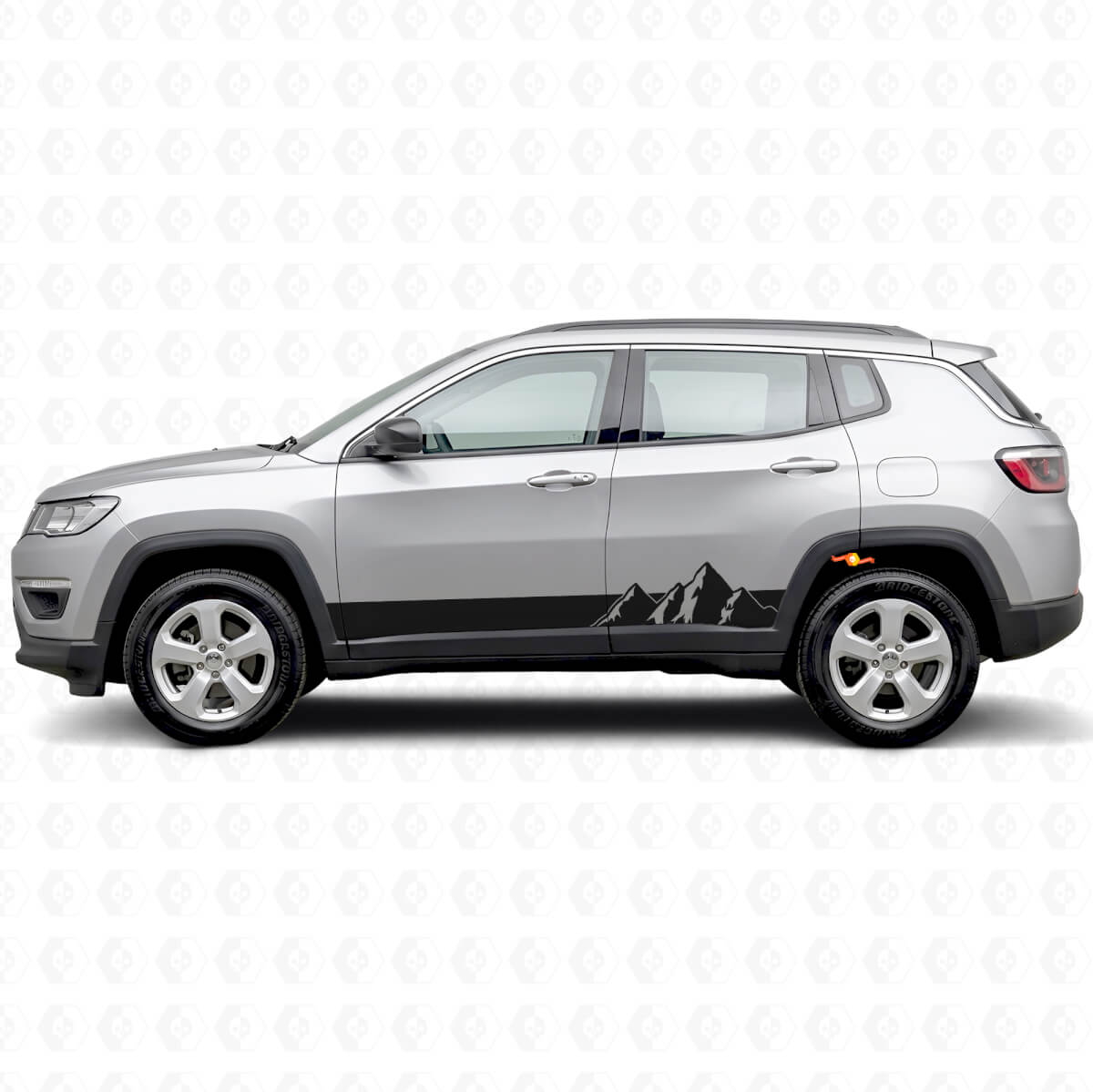 Mountains Wide Stripes Side Vinyl Decal for Jeep Compass 2016+