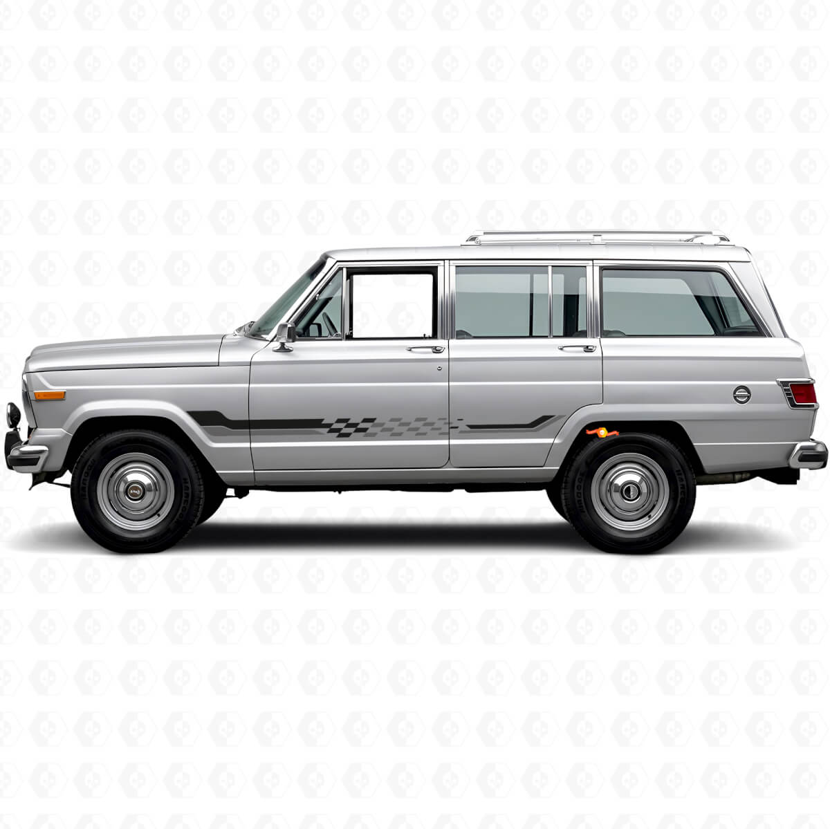 Checkered Flag Side Stripes Vinyl Decal for Jeep Wagoneer 1963-1991