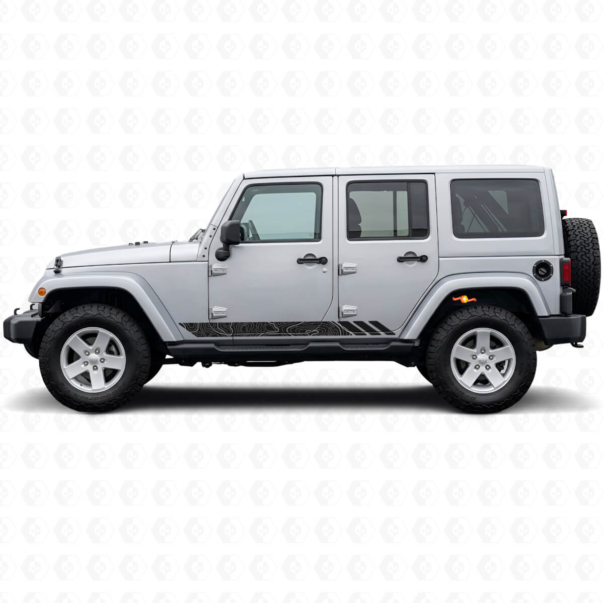 Topographic Style Stripes Side Vinyl Decal for Jeep Wrangler JK 2007-2018