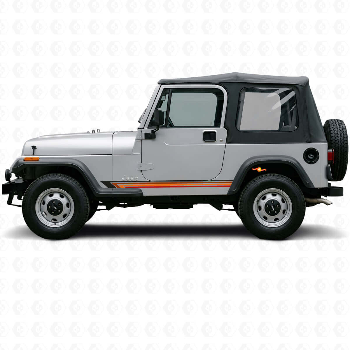 Vintage Straight Stripes Side Vinyl Decal for Jeep Wrangler YJ 1987-1995