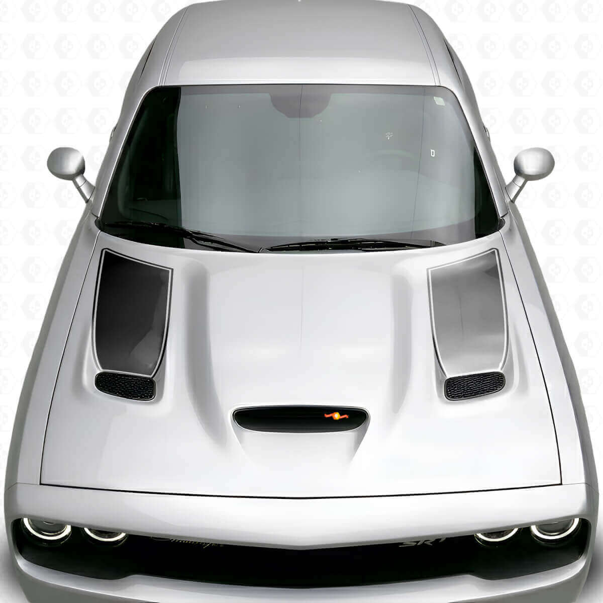 Blackout Outline Stripe Hood Vent Insert Vinyl Decal Kit for Dodge Challenger 2015+