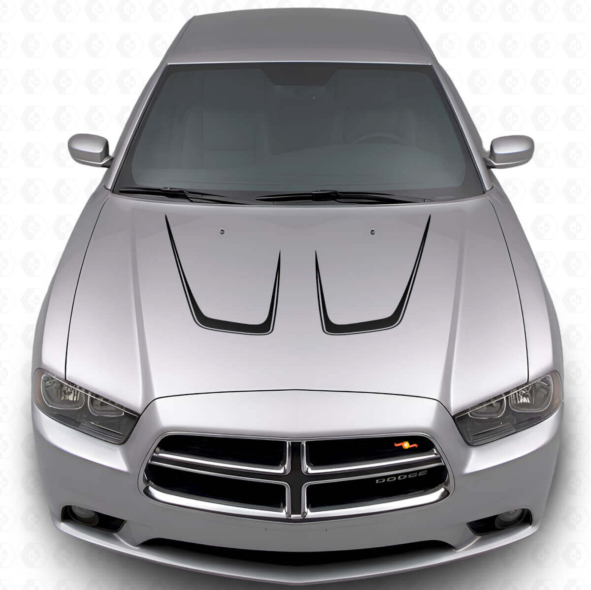 Twin Cambered Hood Stripes Vinyl Decal Kit 2 for Dodge Charger 2011-2014