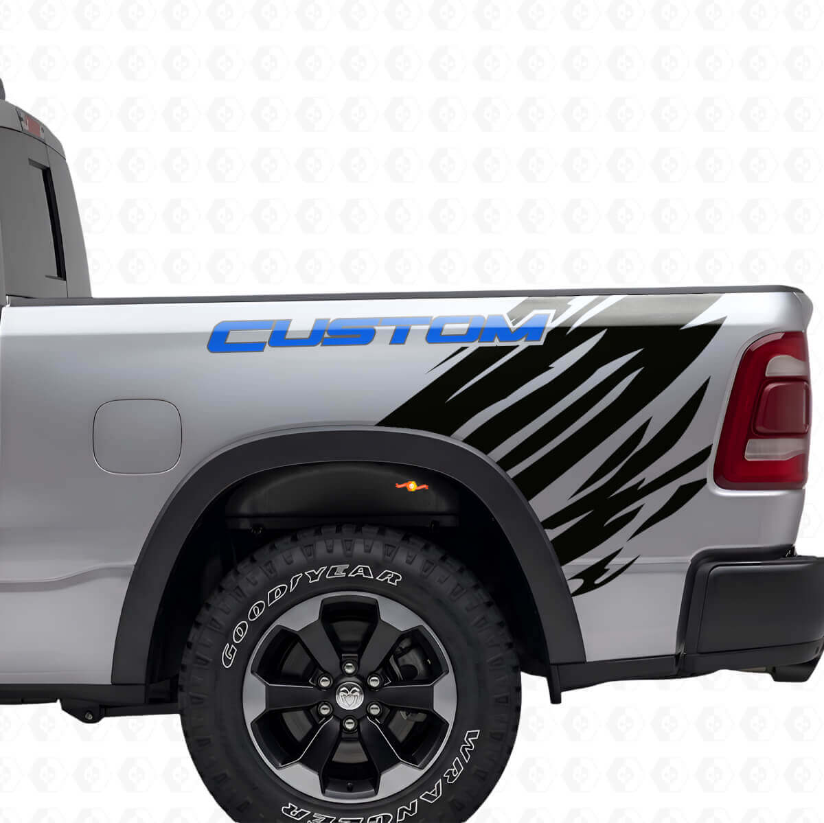 Custom Lettering Grunge Style Rear Side Vinyl Decal Kit for Dodge Ram