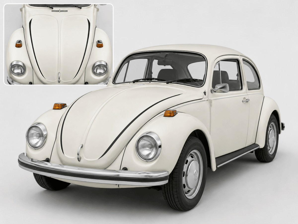 Classic Black Bonnet Recess Hood Outline Stripes Vinyl Decal Kit for 1971 Volkswagen Super Beetle