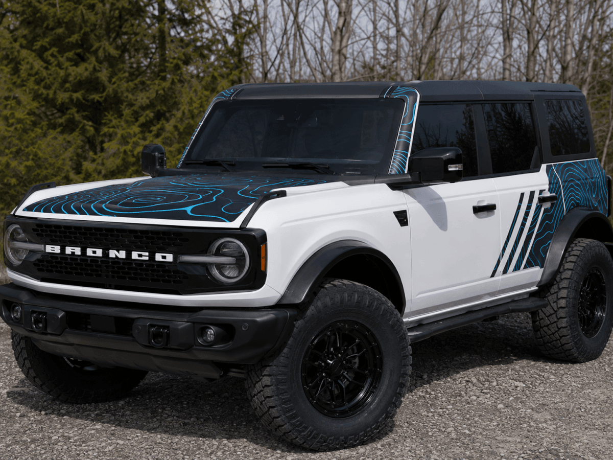 Topographical Map Full Vinyl Decal Kit for Ford Bronco