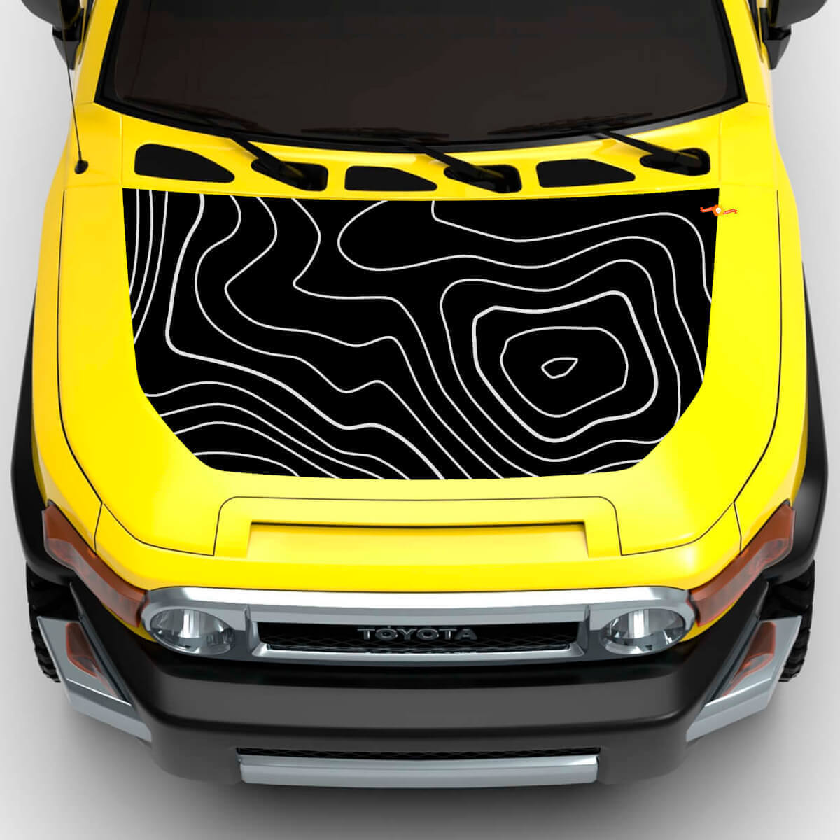 Topographic Map Hood and Side Vinyl Decal Kit For Toyota FJ Cruiser