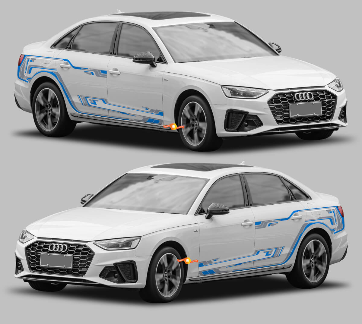 Techno Style Side Thin Stripes Vinyl Decal Kit for Audi A4