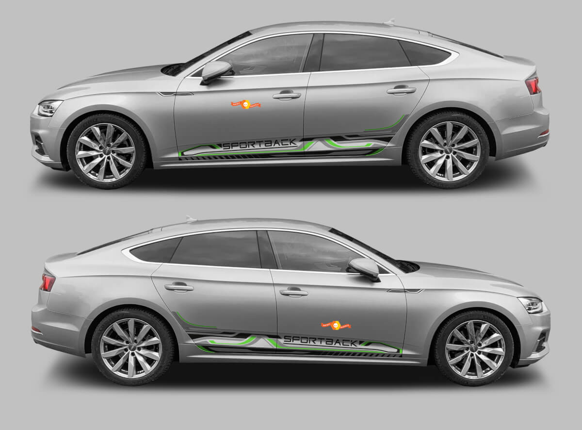 Sportback Techno Style Rocker Panel Stripes Vinyl Decal Kit for Audi A5