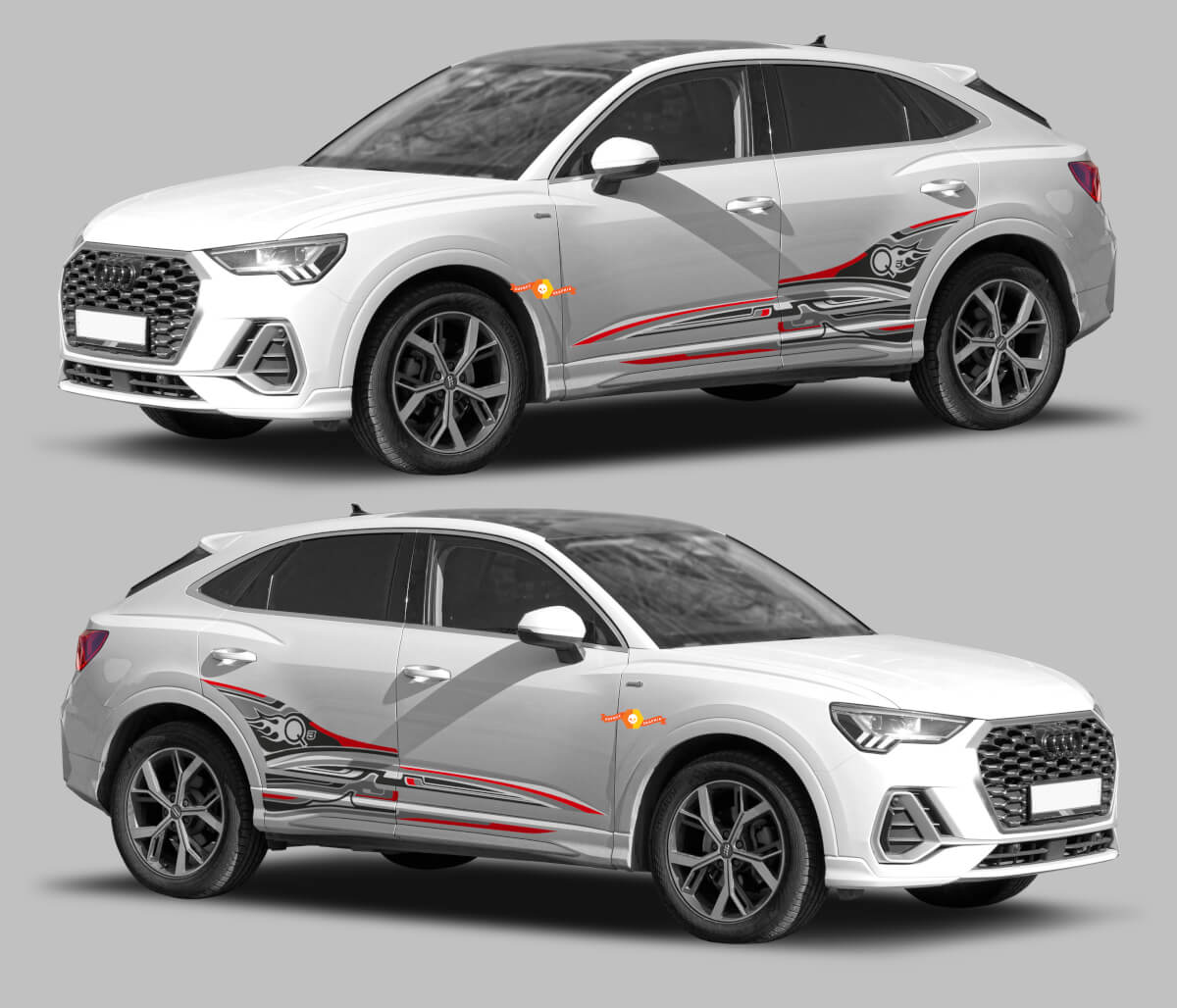 Q3 Logo & Abstract Side Stripes Vinyl Decal Kit for Audi Q3 2019 
