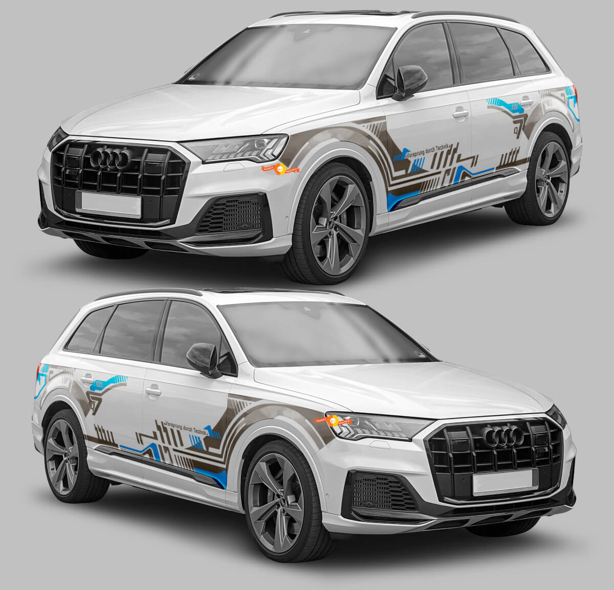 Techno Graphic Style Side Stripes Vinyl Decal Kit for Audi Q7