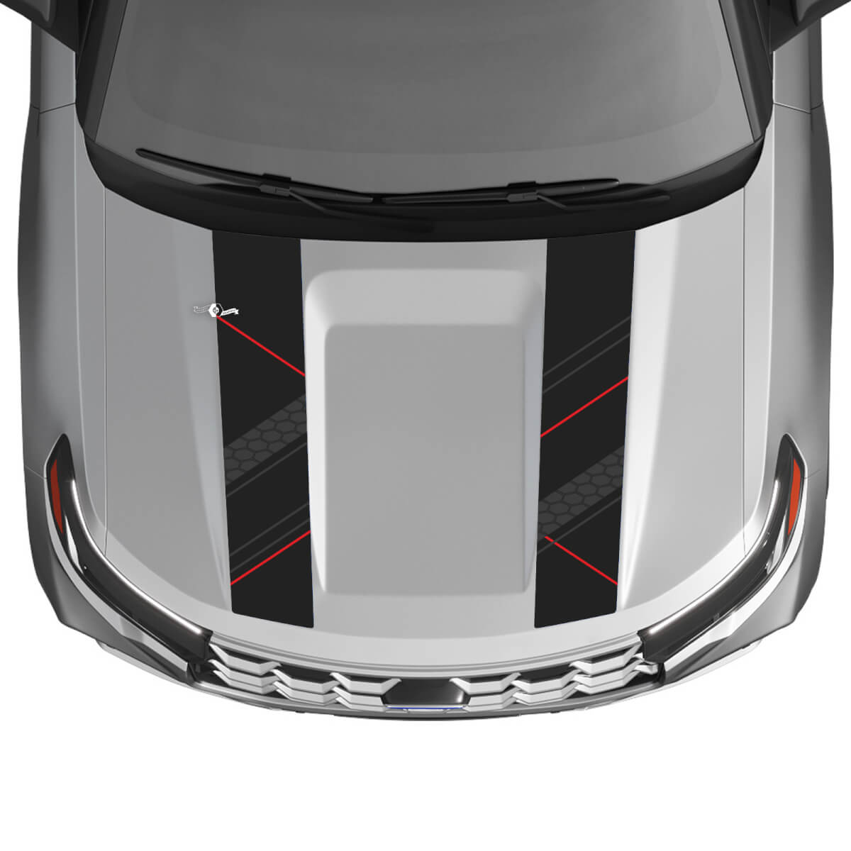 Dual Honeycomb Hood Stripes Vinyl Decal Kit for Ford Explorer ST 2020-26
