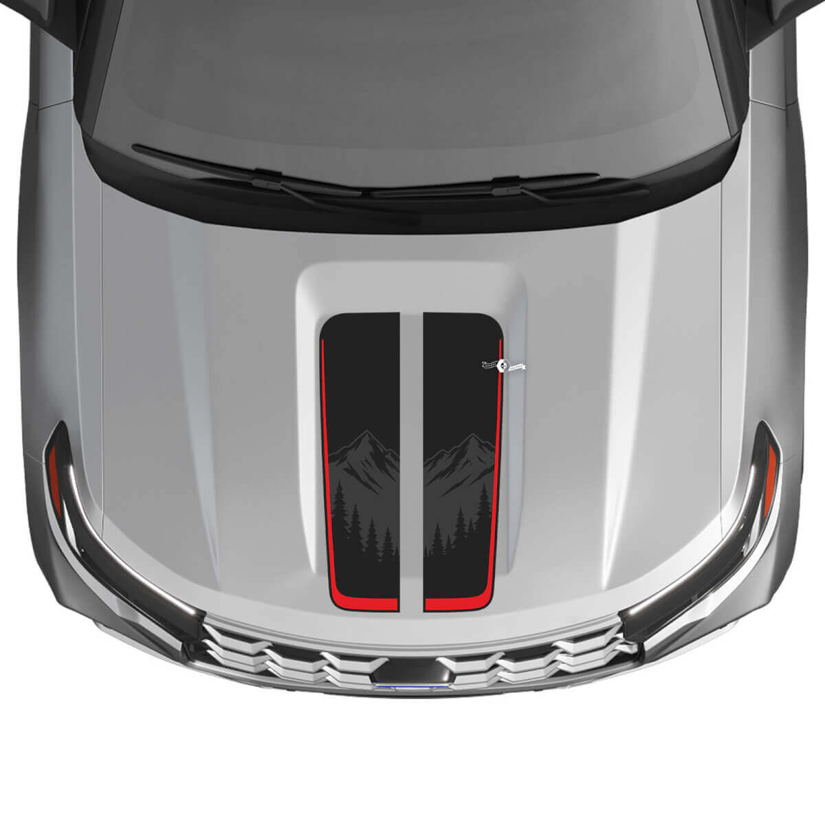 Dual Mountain Center Hood Stripes Vinyl Decal Kit for Ford Explorer ST 2020-26