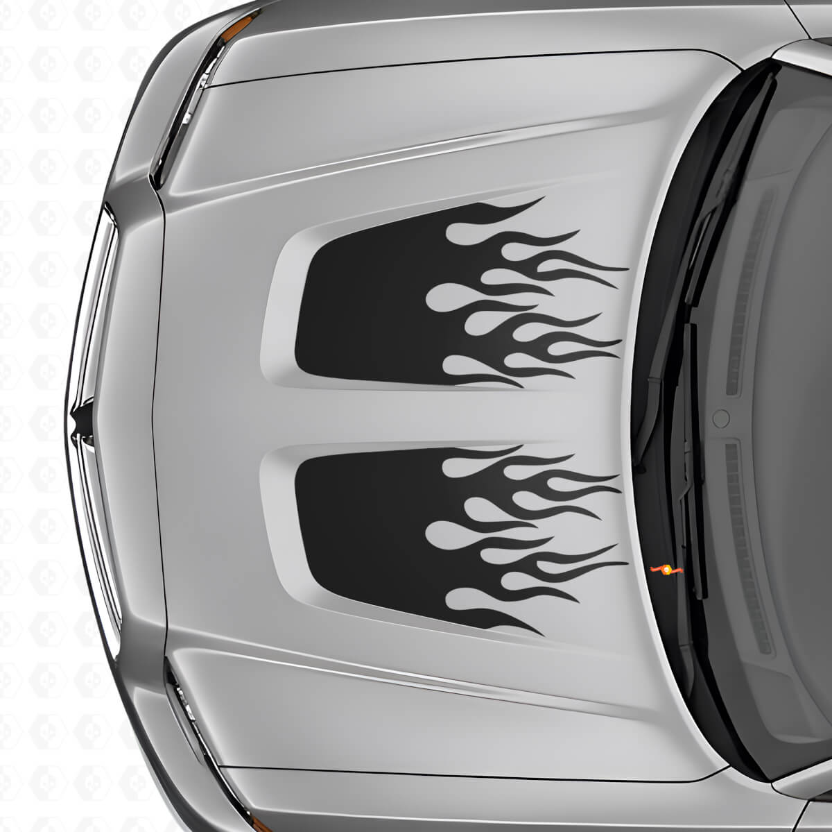 Flame Style Dual Hood Stripes Vinyl Decal Set for Dodge Charger