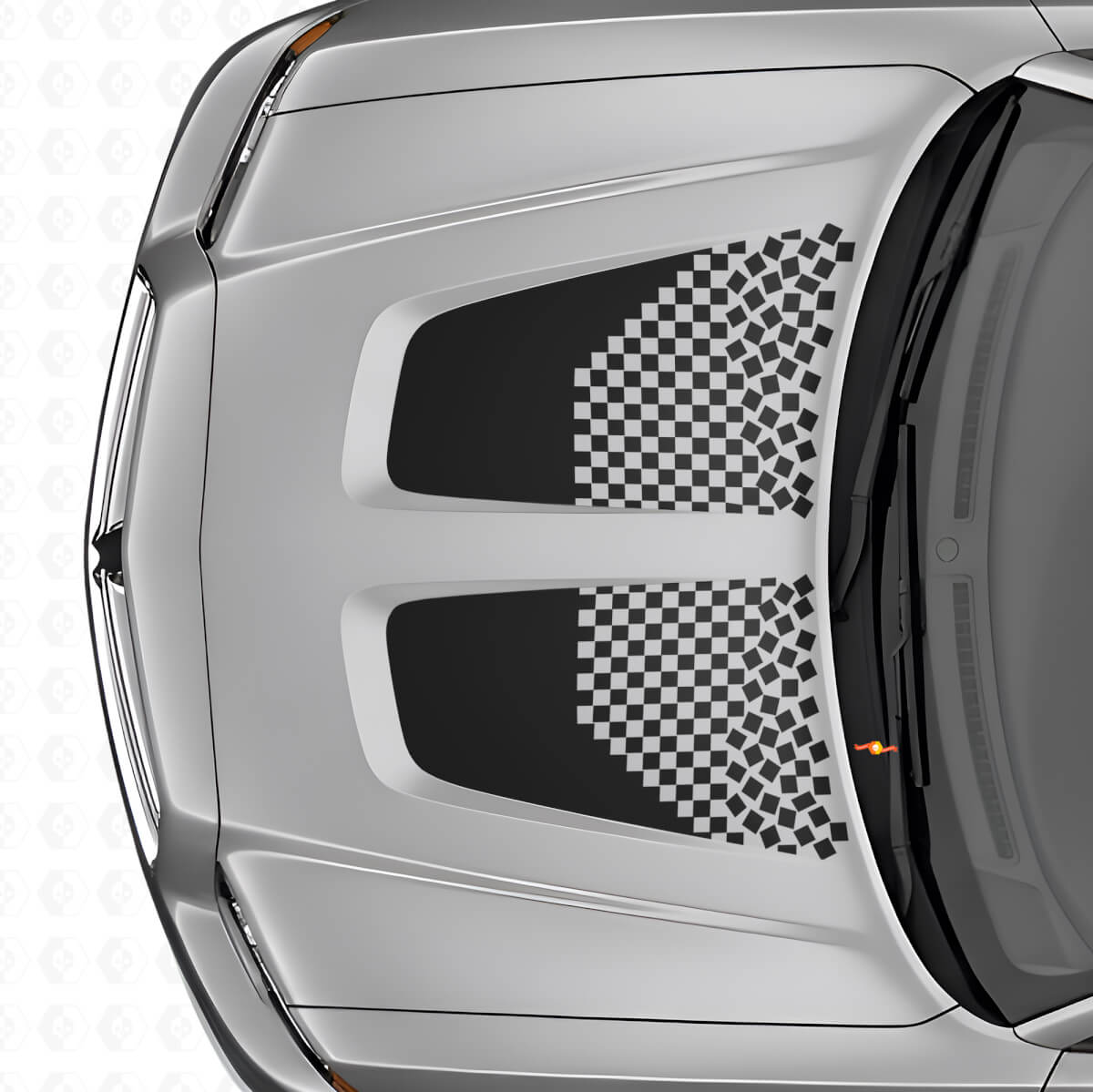 Dual Checkered Hood Stripes Vinyl Decal Set for Dodge Charger
