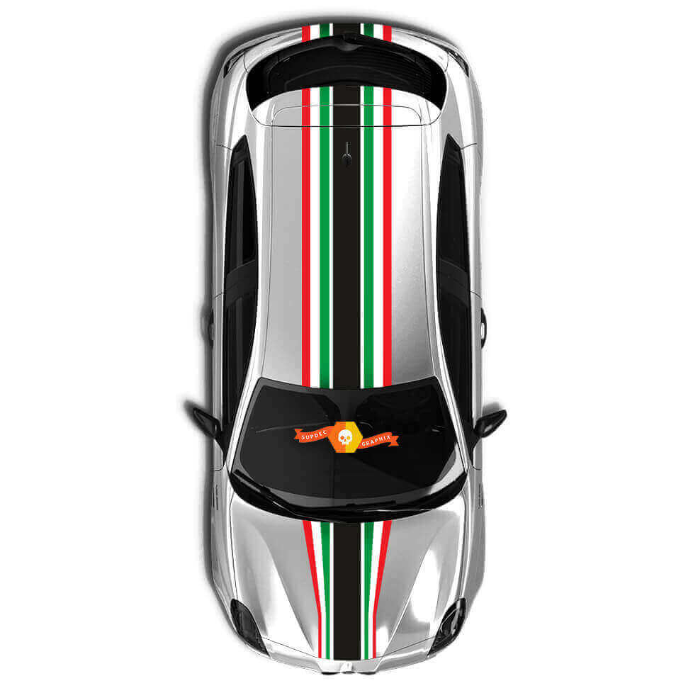 Italian Flag Style Over the Car Stripes Vinyl Decal Kit for Alfa Romeo