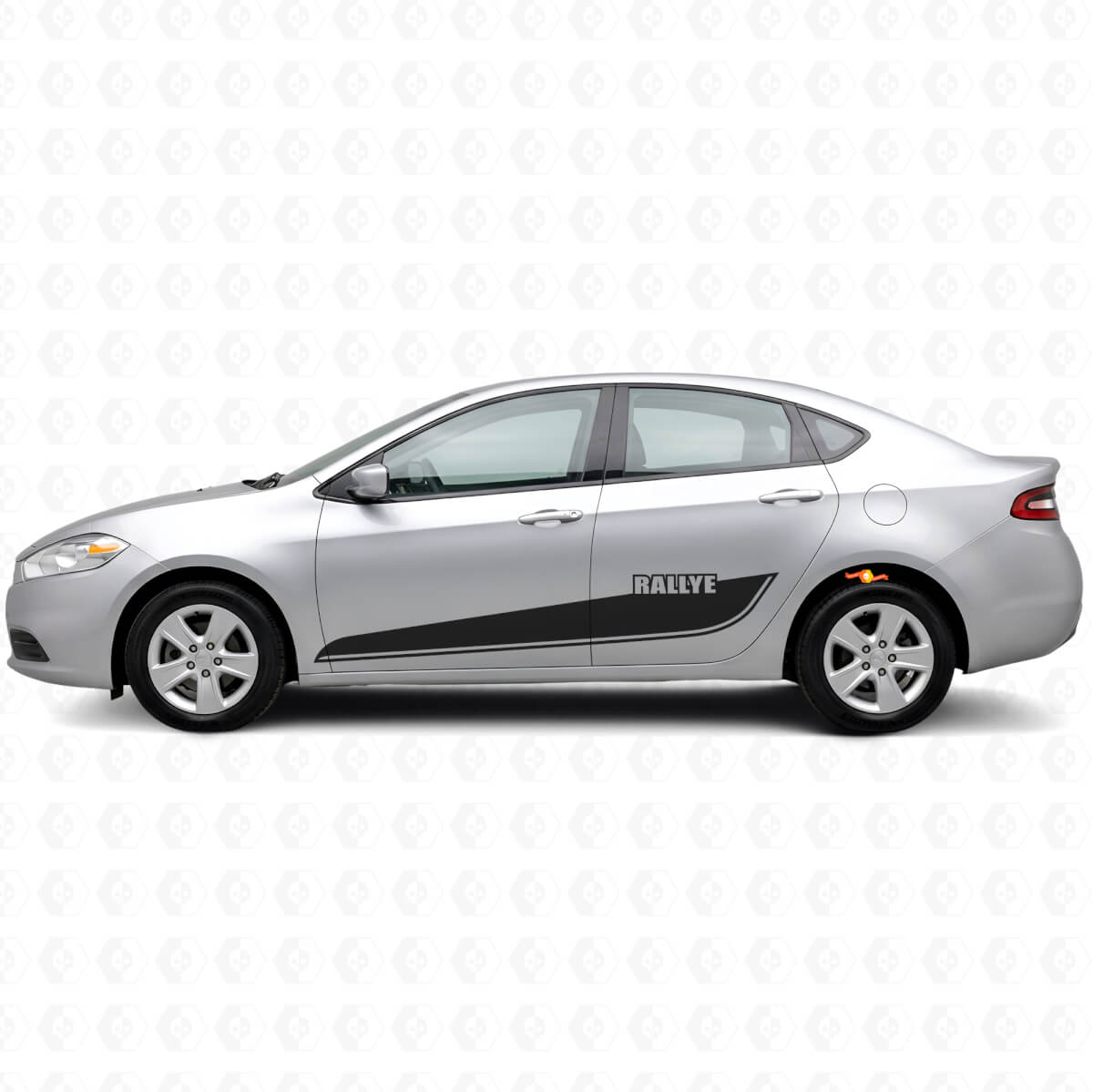 Rallye Lettering Side Lower Outline Stripes Vinyl Decal Kit for Dodge Dart