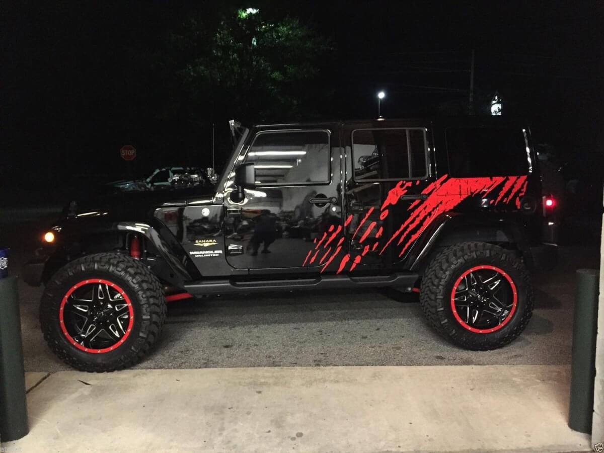 Mud Splash Side Graphics Vinyl Decal Kit for Jeep Wrangler Unlimited 