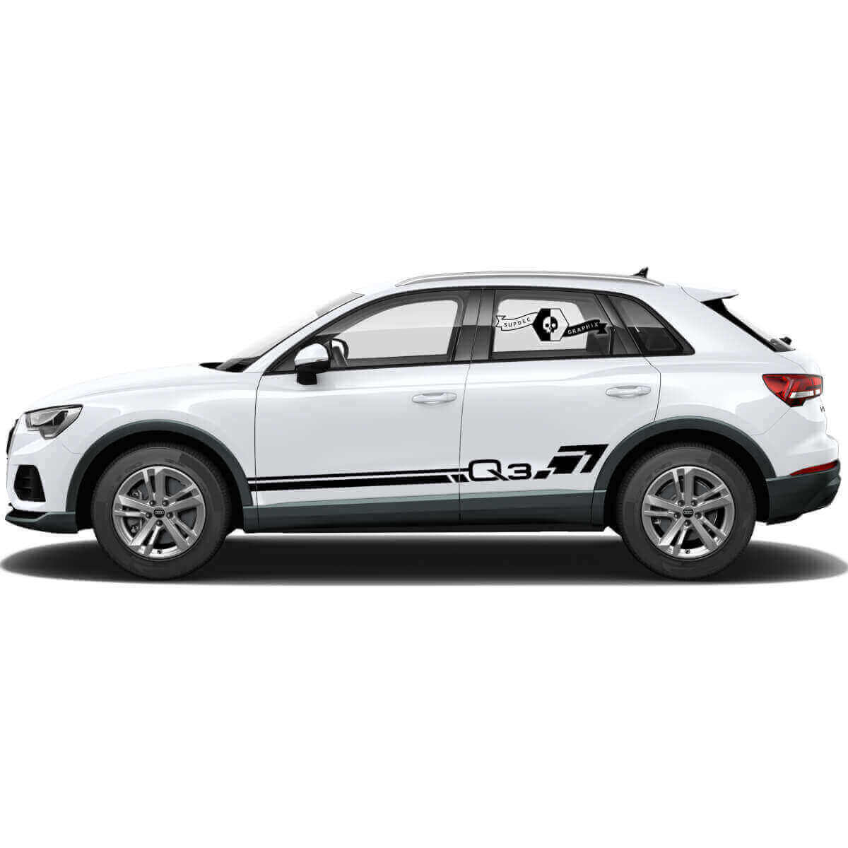 Q3 Logo Side Stripes Vinyl Decal Set for for Audi Q3