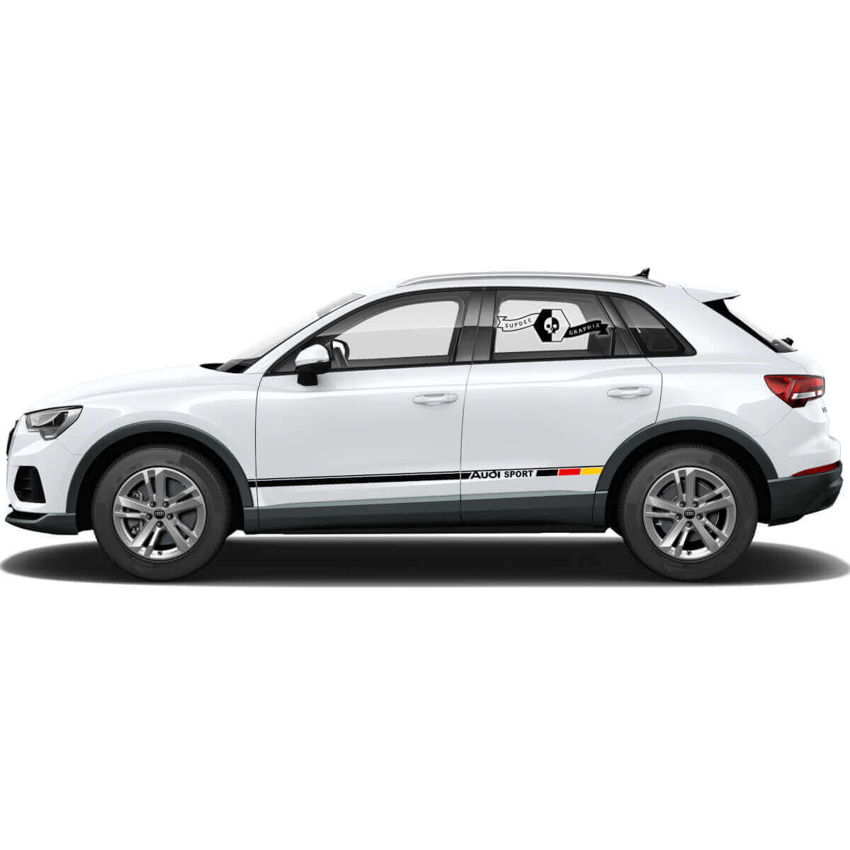 German Flag Style Side Stripes Vinyl Decal Set for for Audi Q3