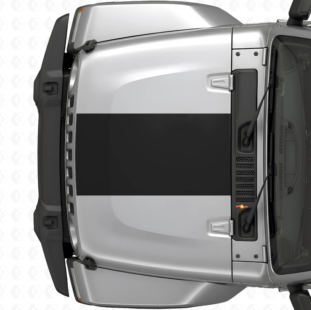Central Wide Hood Stripe Vinyl Decal for Jeep Wrangler 2007+