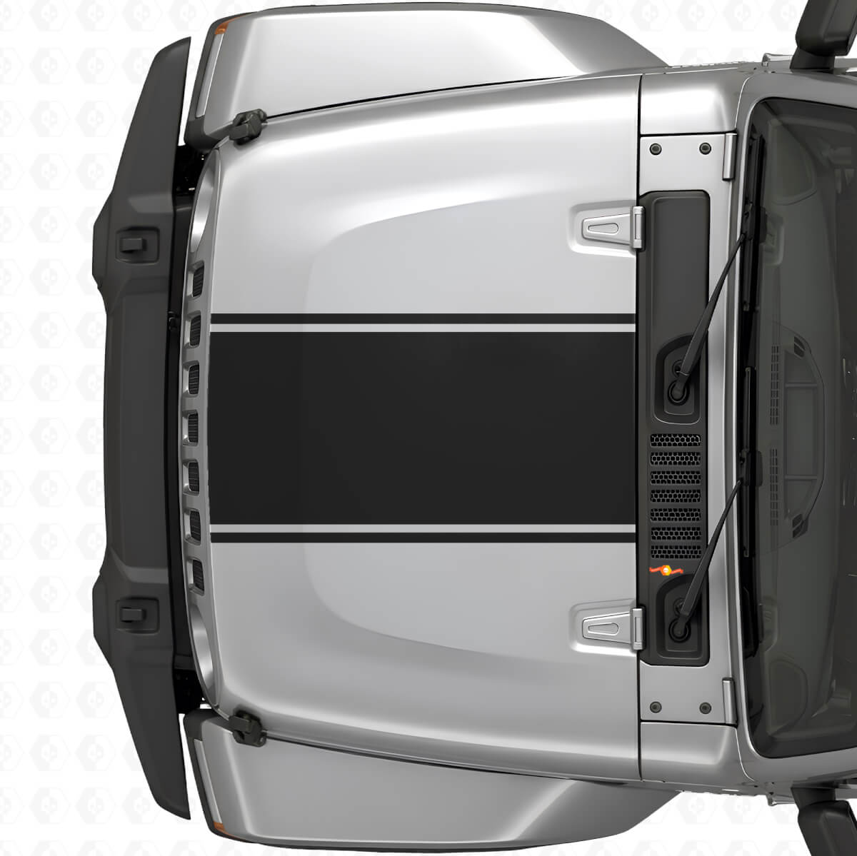 Central Outline Hood Stripe Vinyl Decal for Jeep Wrangler 2007+