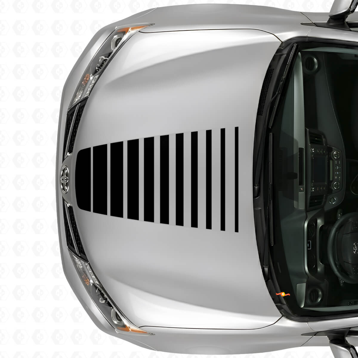 Expanding Strobe Hood Stripes Vinyl Decal for Toyota RAV4 2013+